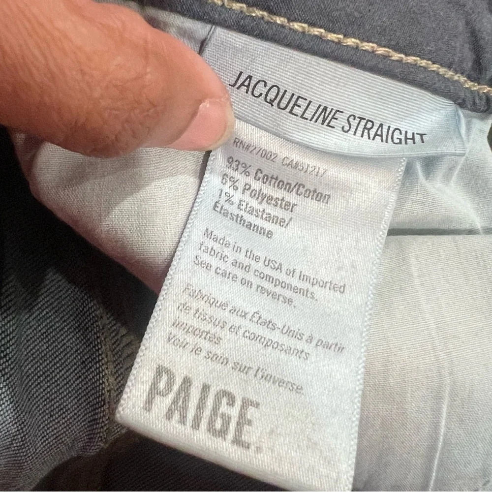 EUC Paige Jacqueline Unfinished Hem Straight Leg Jeans in Axel Wash